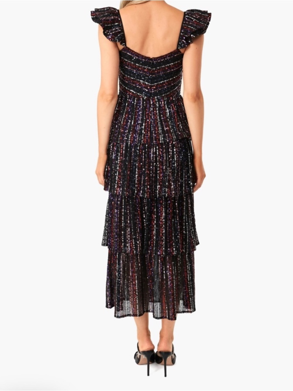 SAYLOR Quintana Ruffle Sequin Tiered Cocktail Dress - Picture 3 of 12